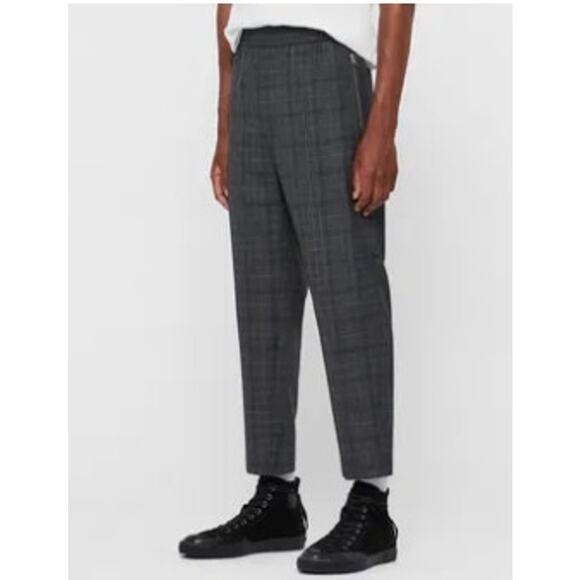 AllSaints Men's Agar Trouser Pants Size 28‎ Black Grey Wool Blend - Picture 2 of 11